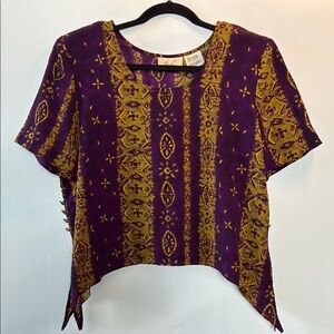 Vintage Katie Lee Purple and Mustard Women's Top